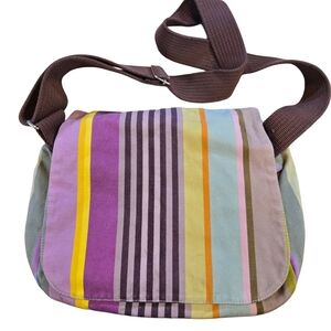 Y2K Colorful Striped Crossbody Bag Adjustable Strap Casual Everyday Purse Boho
